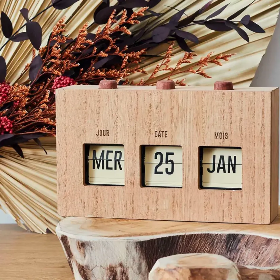 Fabrique de Styles Petits Objets Déco>Calendrier flip flap effet bois Naturel