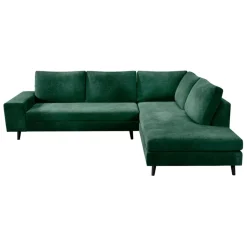 Fabrique de Styles Canapés D'angle>Canapé d'angle droit 5 places André - effet velours - Seven emerald