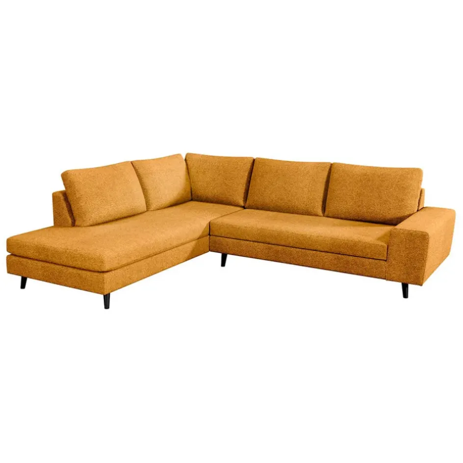 Fabrique de Styles Canapés D'angle>Canapé d'angle gauche 5 places André - tissu texturé - Crown moutarde