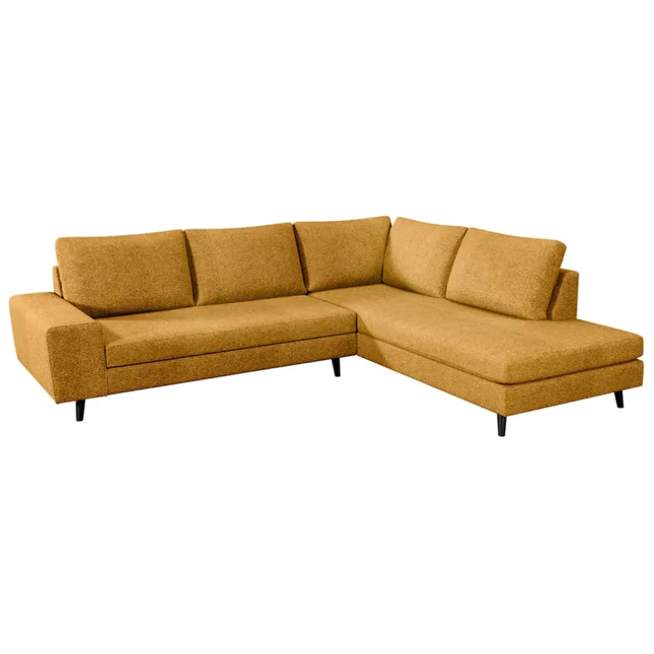 Fabrique de Styles Canapés D'angle>Canapé d'angle gauche 5 places André - tissu texturé - Crown moutarde