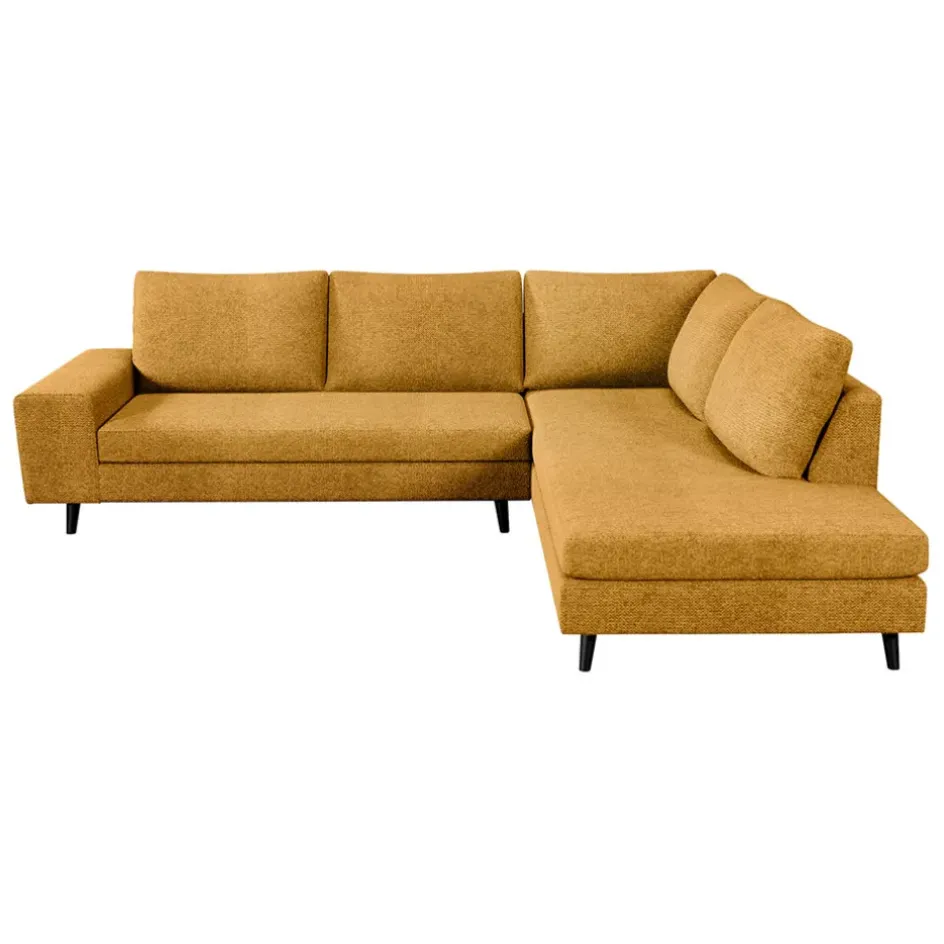Fabrique de Styles Canapés D'angle>Canapé d'angle gauche 5 places André - tissu texturé - Crown moutarde