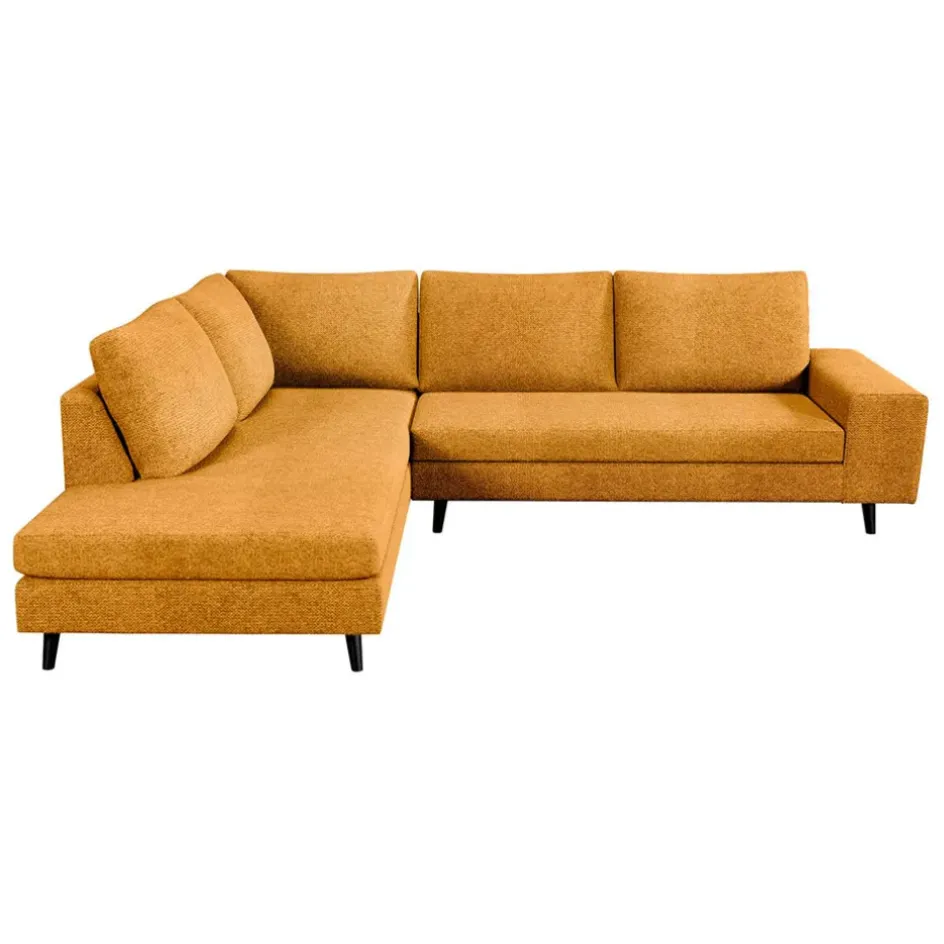 Fabrique de Styles Canapés D'angle>Canapé d'angle gauche 5 places André - tissu texturé - Crown moutarde