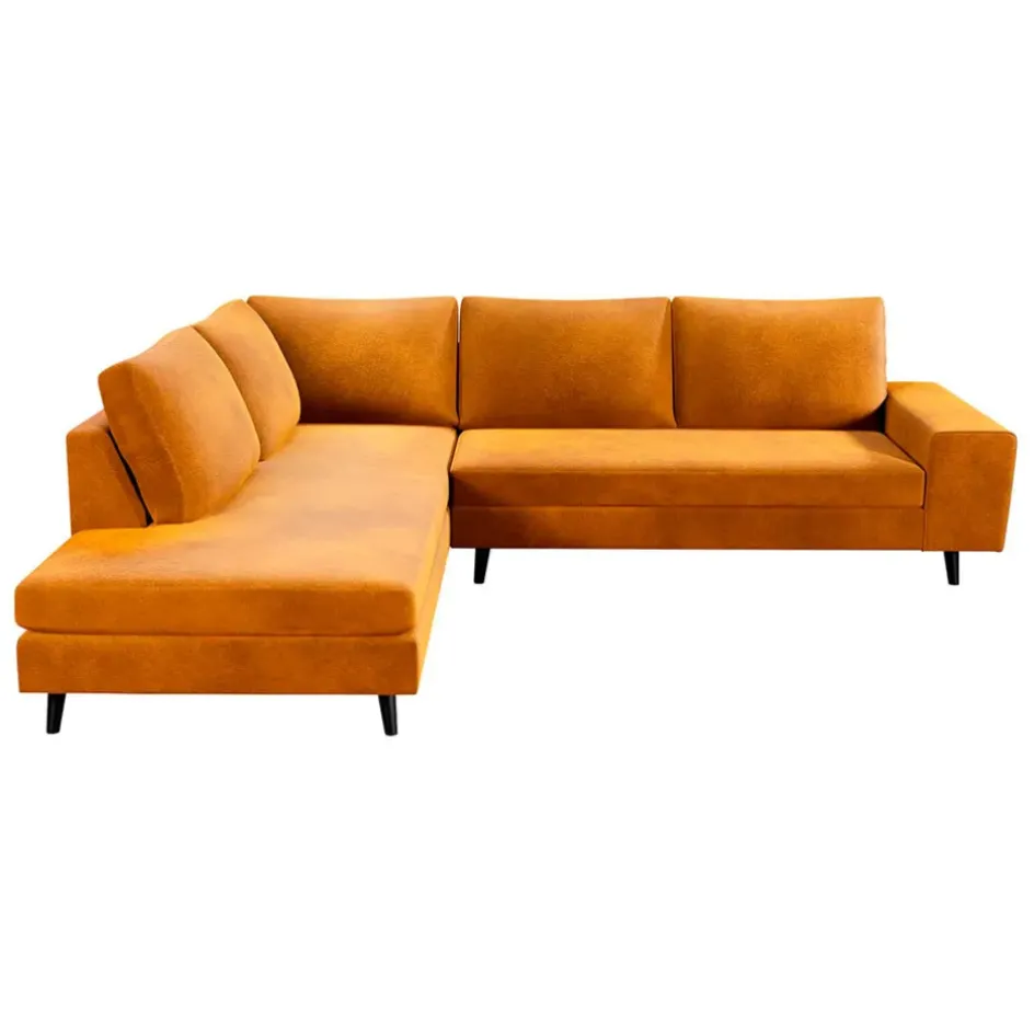 Fabrique de Styles Canapés D'angle>Canapé d'angle gauche 5 places André - velours vintage - Adore gold