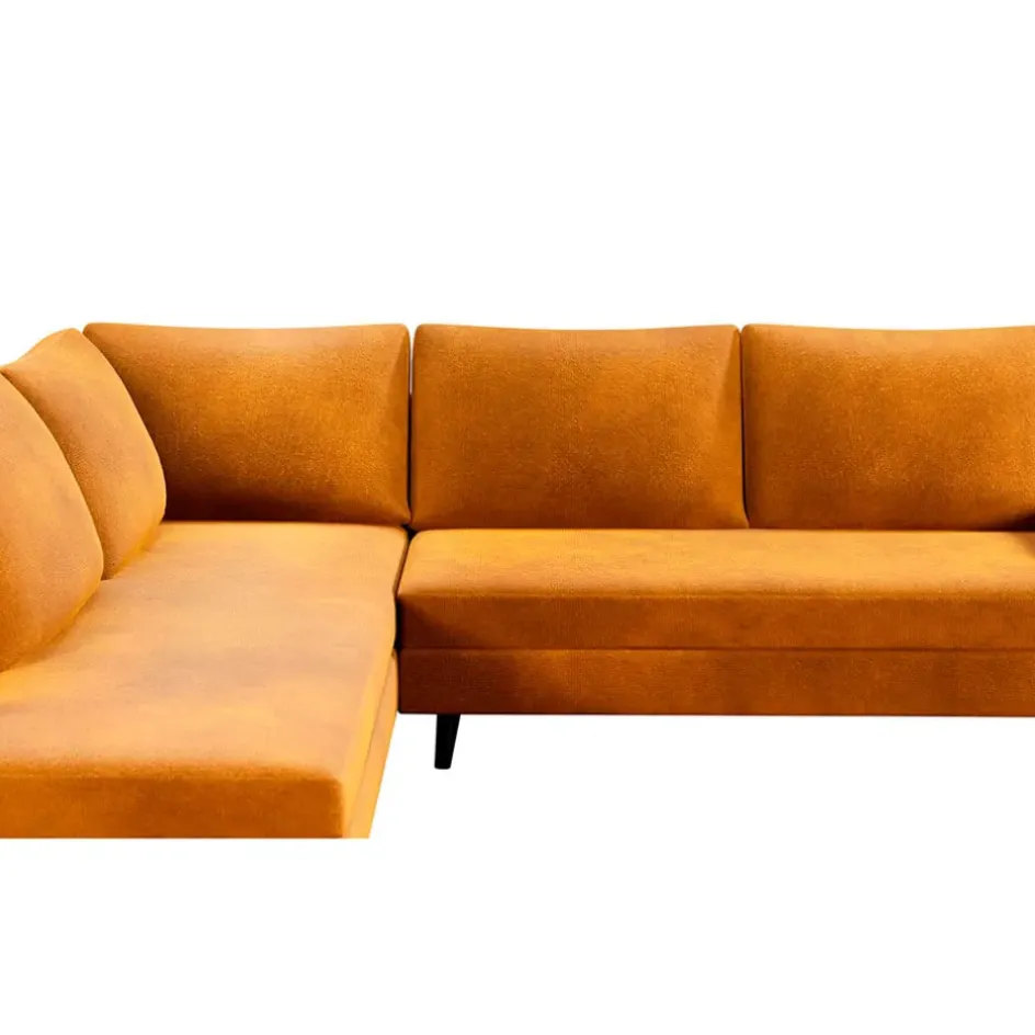 Fabrique de Styles Canapés D'angle>Canapé d'angle gauche 5 places André - velours vintage - Adore gold