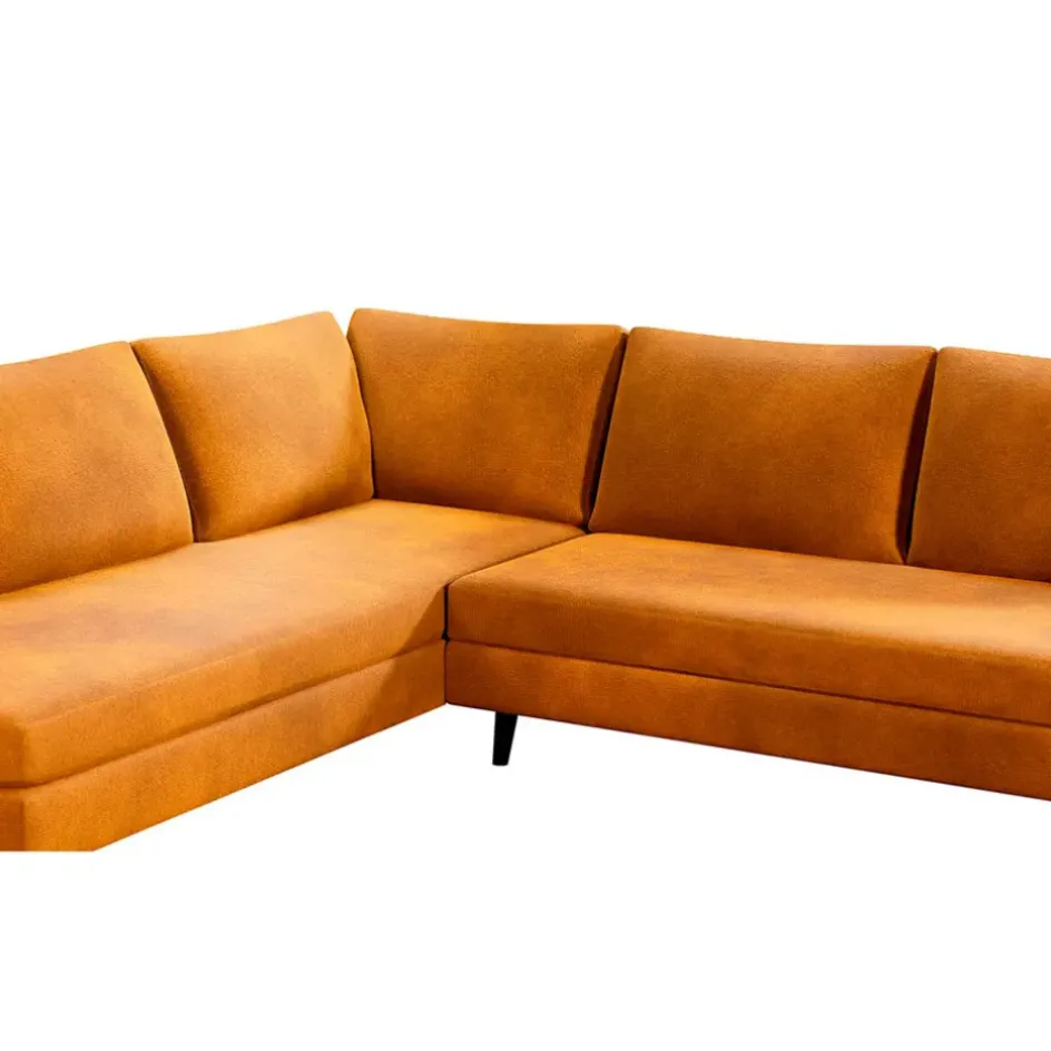 Fabrique de Styles Canapés D'angle>Canapé d'angle gauche 5 places André - velours vintage - Adore gold