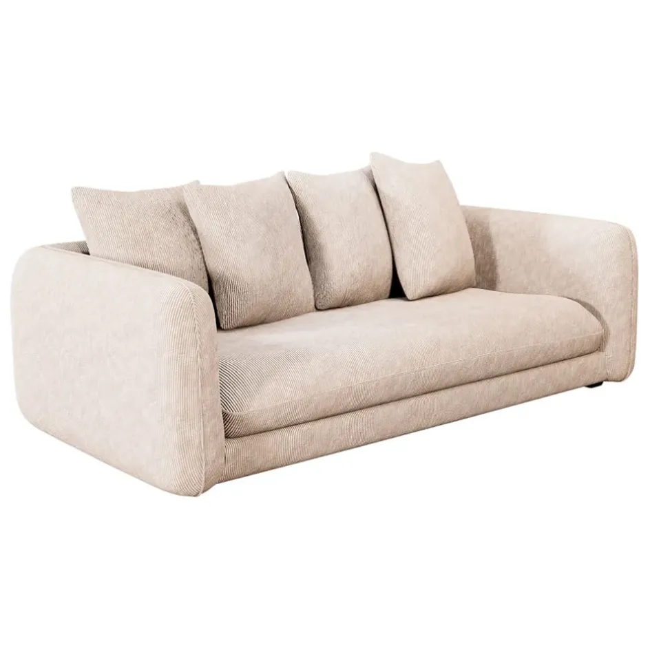 Fabrique de Styles Canapés Fixes>Canapé fixe 3 places Basile - Effet Velours Côtelé - Fjord Écru