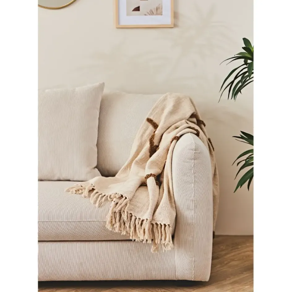 Fabrique de Styles Canapés Fixes>Canapé fixe 3 places Basile - Effet Velours Côtelé - Fjord Écru