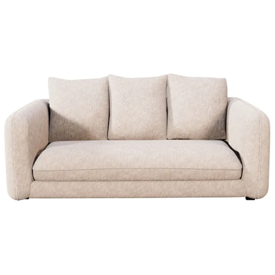 Fabrique de Styles Canapés Fixes>Canapé fixe 3 places Basile - Effet Velours Côtelé - Fjord Écru