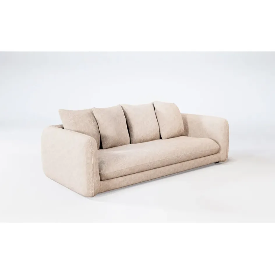 Fabrique de Styles Canapés Fixes>Canapé fixe 3 places Basile - Effet Velours Côtelé - Fjord Écru