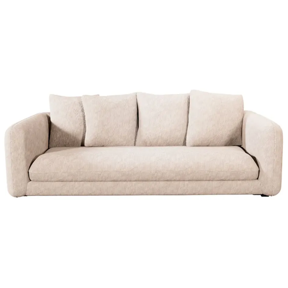 Fabrique de Styles Canapés Fixes>Canapé fixe 3 places Basile - Effet Velours Côtelé - Fjord Écru