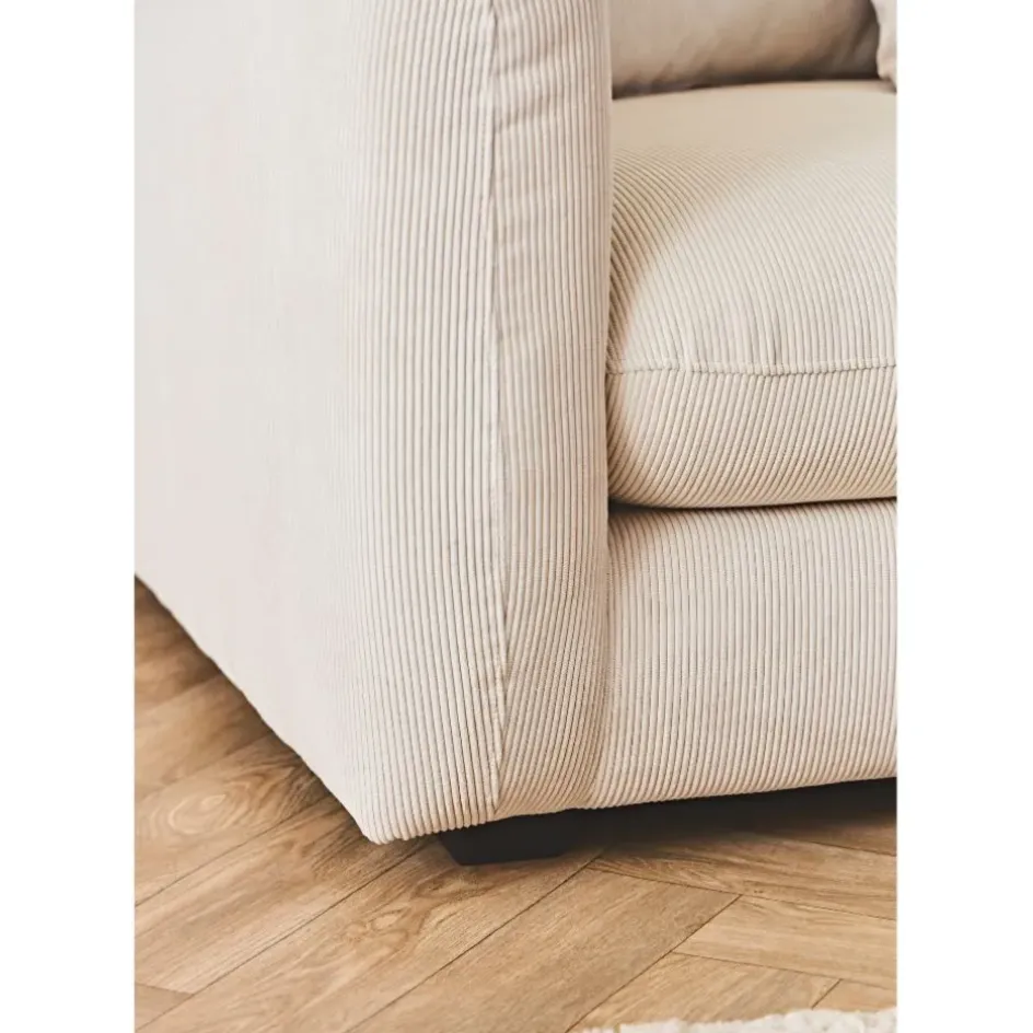 Fabrique de Styles Canapés Fixes>Canapé fixe 3 places Basile - Effet Velours Côtelé - Fjord Écru