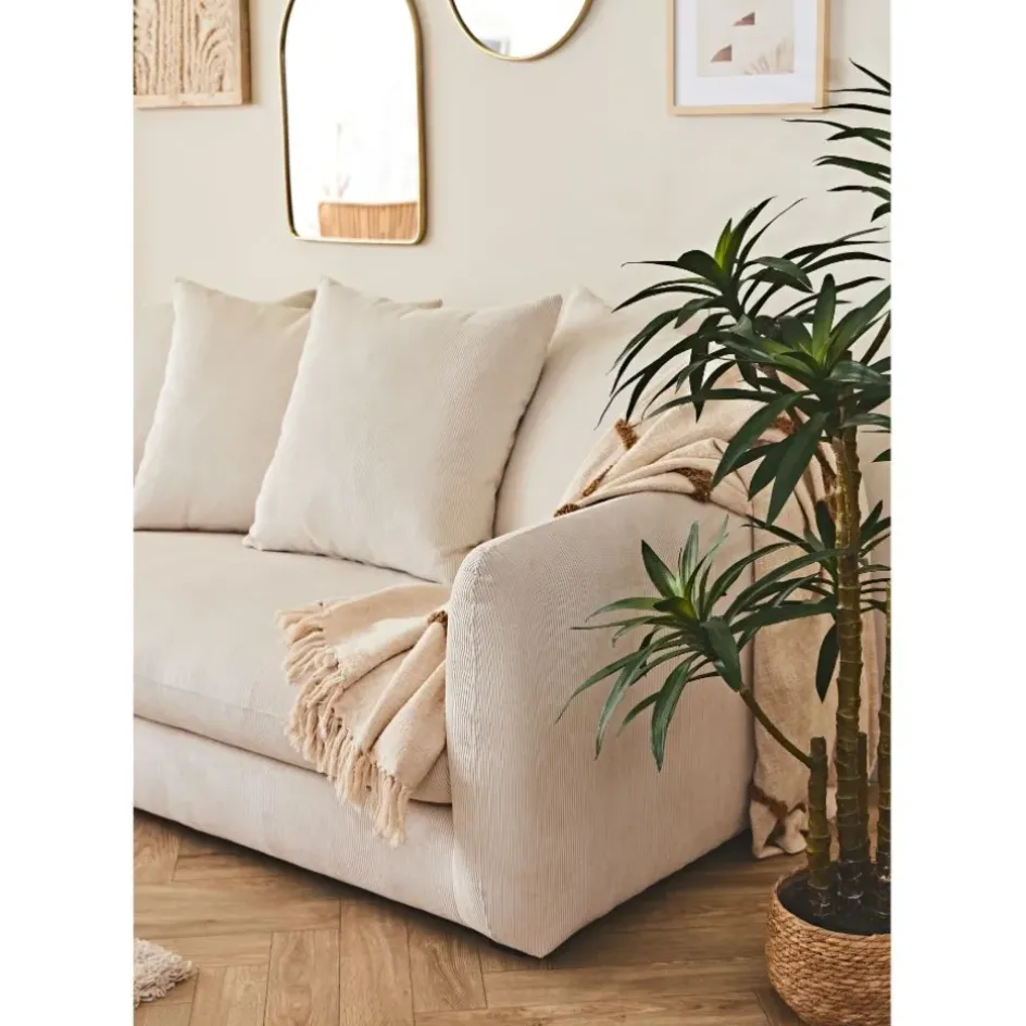 Fabrique de Styles Canapés Fixes>Canapé fixe 3 places Basile - Effet Velours Côtelé - Fjord Écru