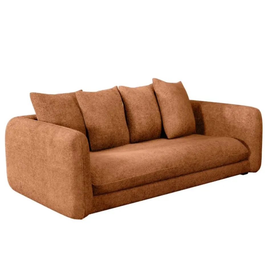 Fabrique de Styles Canapés Fixes>Canapé fixe 3 places Basile - Velours Texturé - Perfect Harmony Écureuil