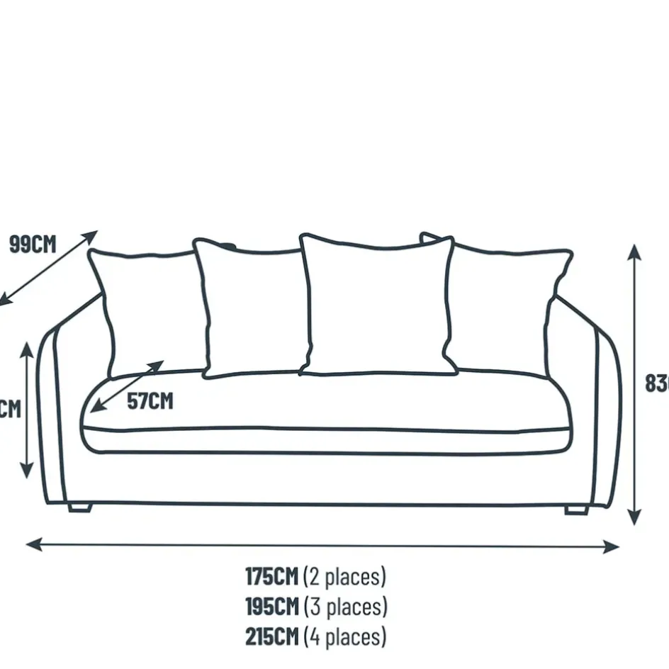 Fabrique de Styles Canapés Fixes>Canapé fixe 3 places Basile - Velours Texturé - Perfect Harmony Écureuil