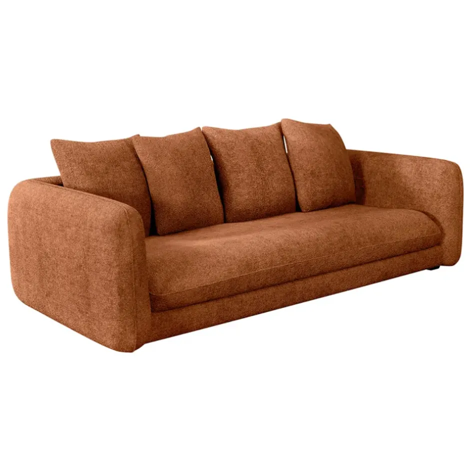 Fabrique de Styles Canapés Fixes>Canapé fixe 3 places Basile - Velours Texturé - Perfect Harmony Écureuil