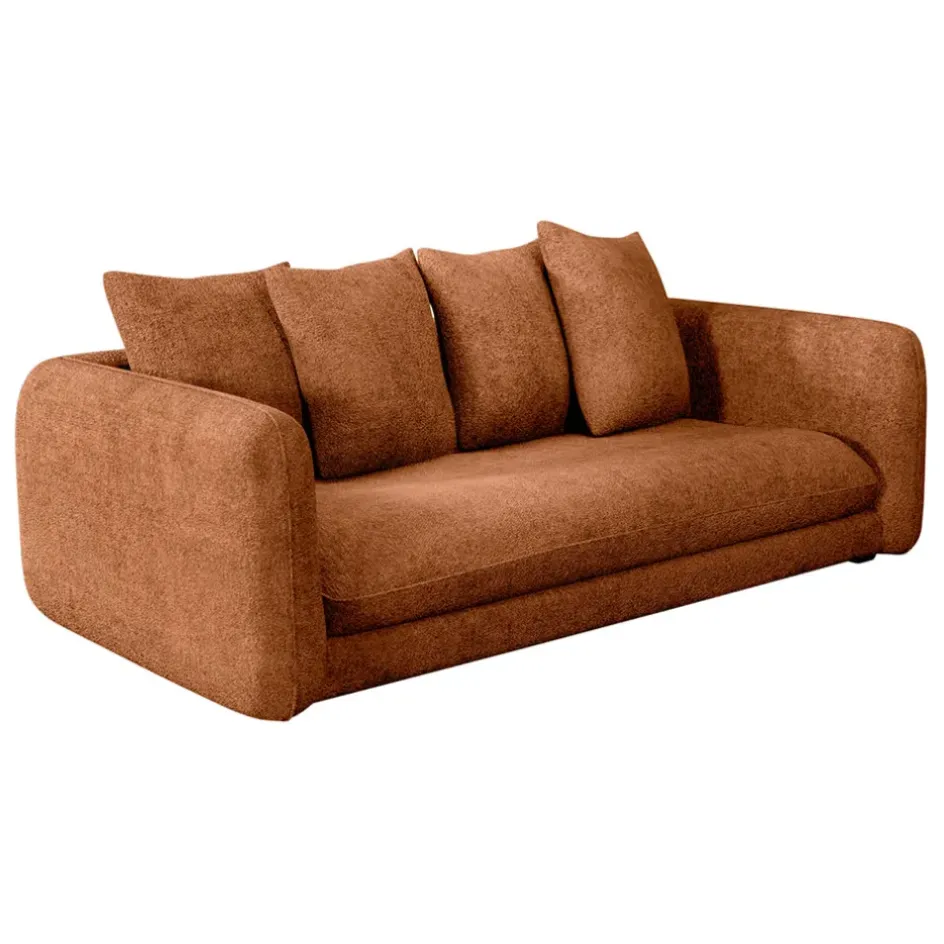 Fabrique de Styles Canapés Fixes>Canapé fixe 3 places Basile - Velours Texturé - Perfect Harmony Écureuil