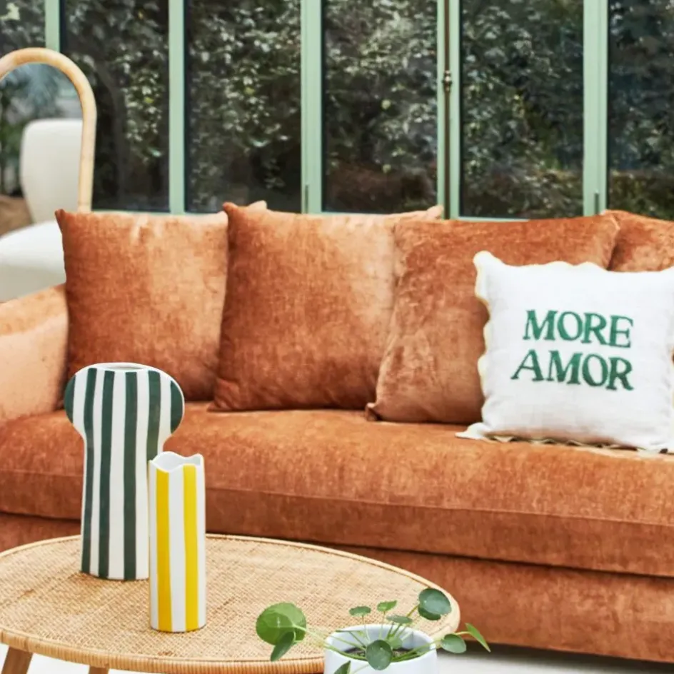 Fabrique de Styles Canapés Fixes>Canapé fixe 3 places Basile - Velours Texturé - Perfect Harmony Écureuil