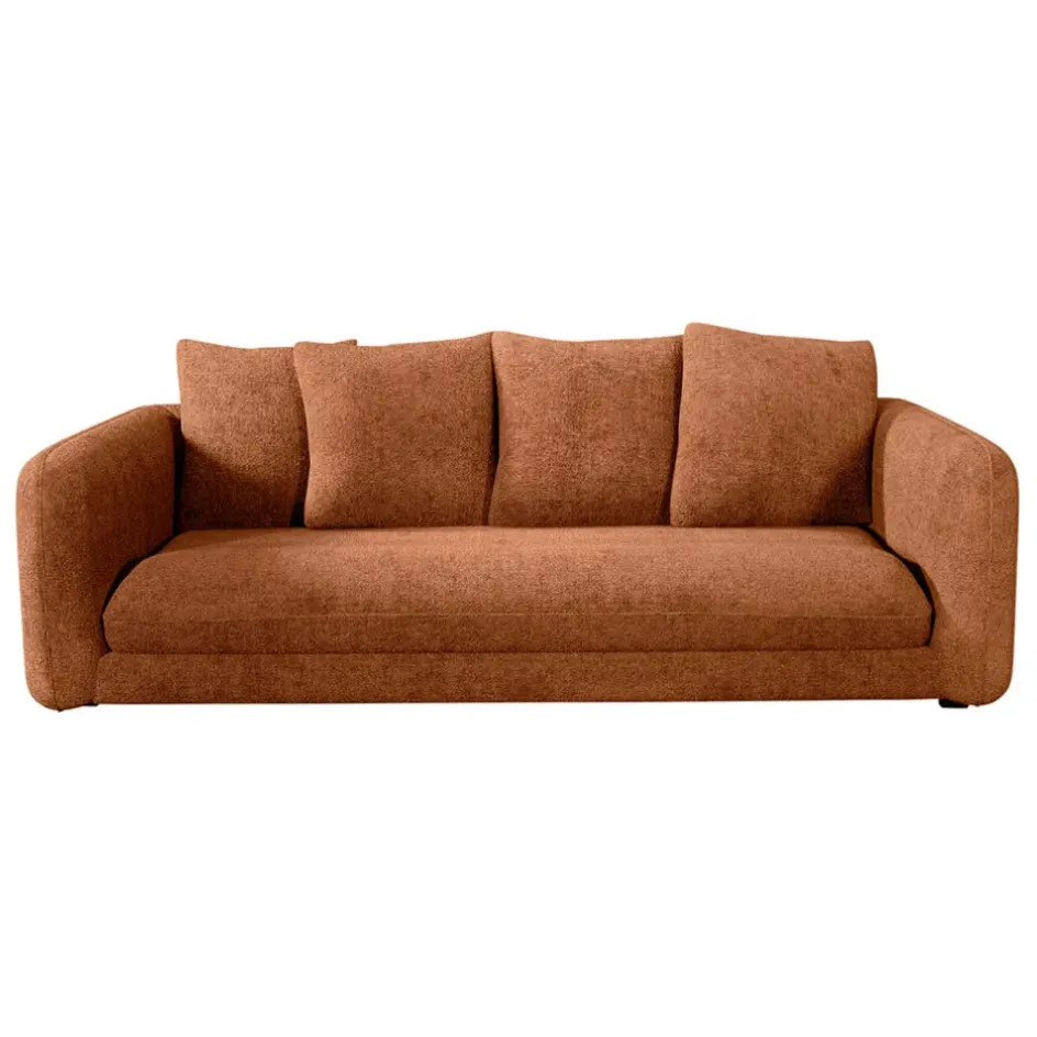 Fabrique de Styles Canapés Fixes>Canapé fixe 3 places Basile - Velours Texturé - Perfect Harmony Écureuil