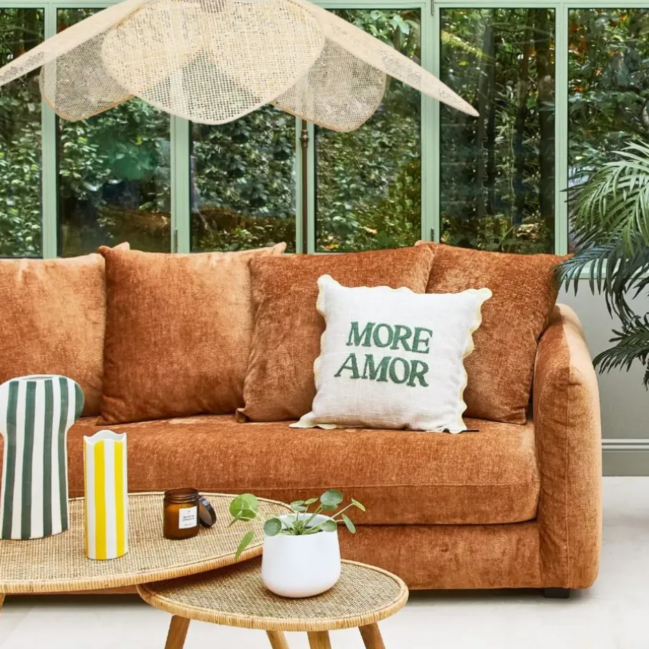 Fabrique de Styles Canapés Fixes>Canapé fixe 3 places Basile - Velours Texturé - Perfect Harmony Écureuil