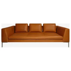 Fabrique de Styles Canapés Fixes>Canapé fixe 3 places en cuir vintage cognac - Montino
