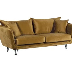 Fabrique de Styles Canapés Fixes>Canapé fixe 3 places Harry en tissu velours 204cm Ocre
