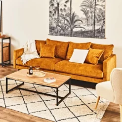 Fabrique de Styles Canapés Fixes>Canapé fixe 4 places Marius - Velours Vintage - Adore Gold