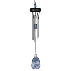 Fabrique de Styles Méditation Et Yoga>Carillon à vent lapis-lazuli h29cm Argenté