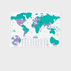 Fabrique de Styles Cadres Déco Et Affiches>Carte du monde à gratter néon 42x29cm Vert