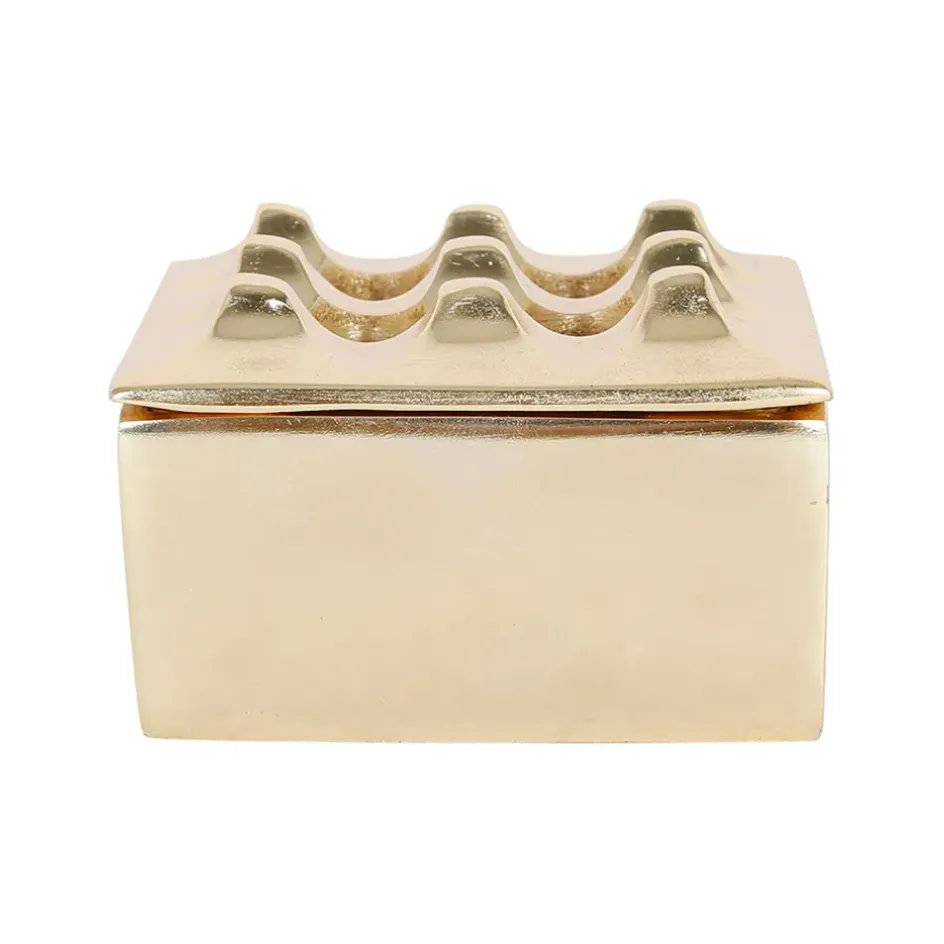 Fabrique de Styles Petits Objets Déco>Cendrier en aluminium d9cm - Riva Doré