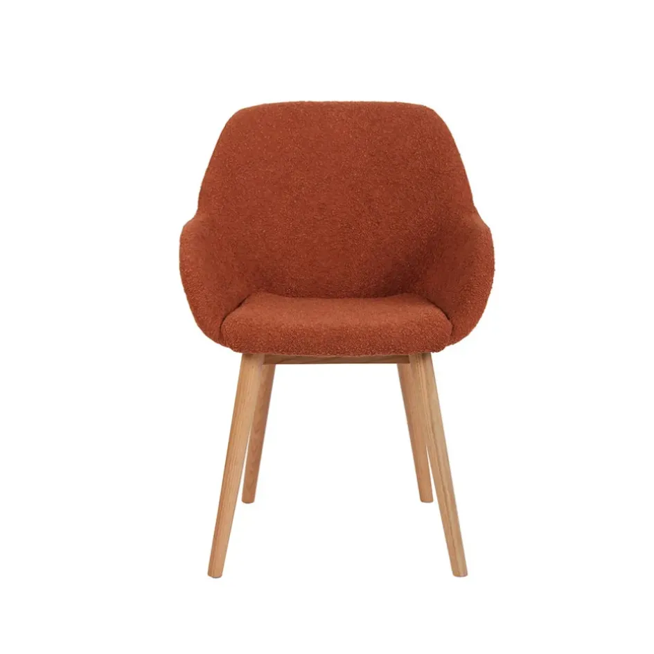 Fabrique de Styles Chaises>Chaise avec accoudoirs en tissu bouclette - Altea Terracotta