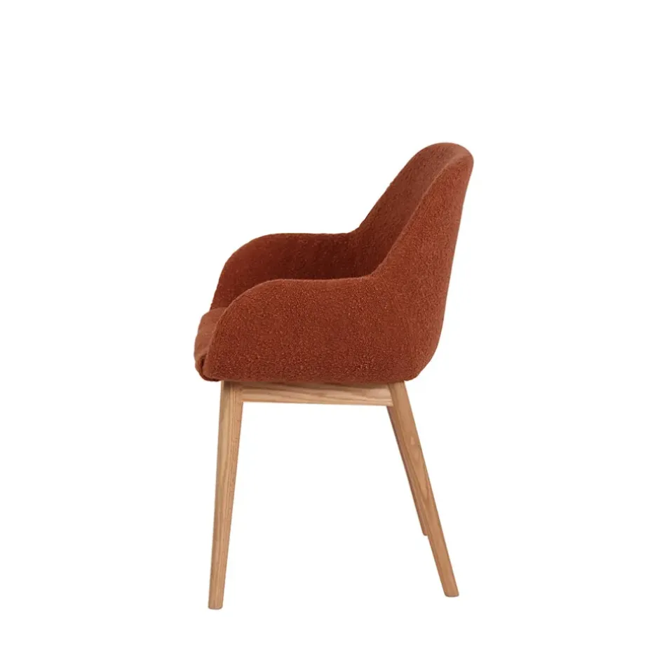 Fabrique de Styles Chaises>Chaise avec accoudoirs en tissu bouclette - Altea Terracotta