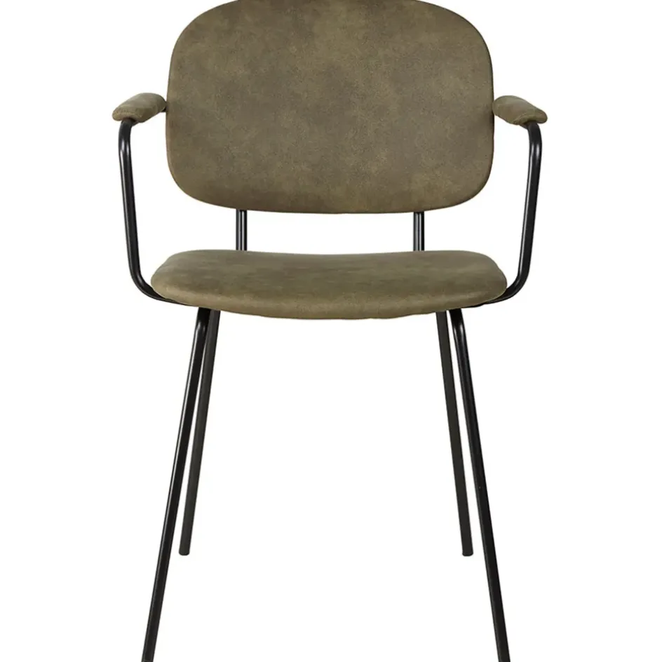 Fabrique de Styles Chaises>Chaise avec accoudoirs en tissu effet daim kaki - Aston Marron