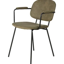 Fabrique de Styles Chaises>Chaise avec accoudoirs en tissu effet daim kaki - Aston Marron