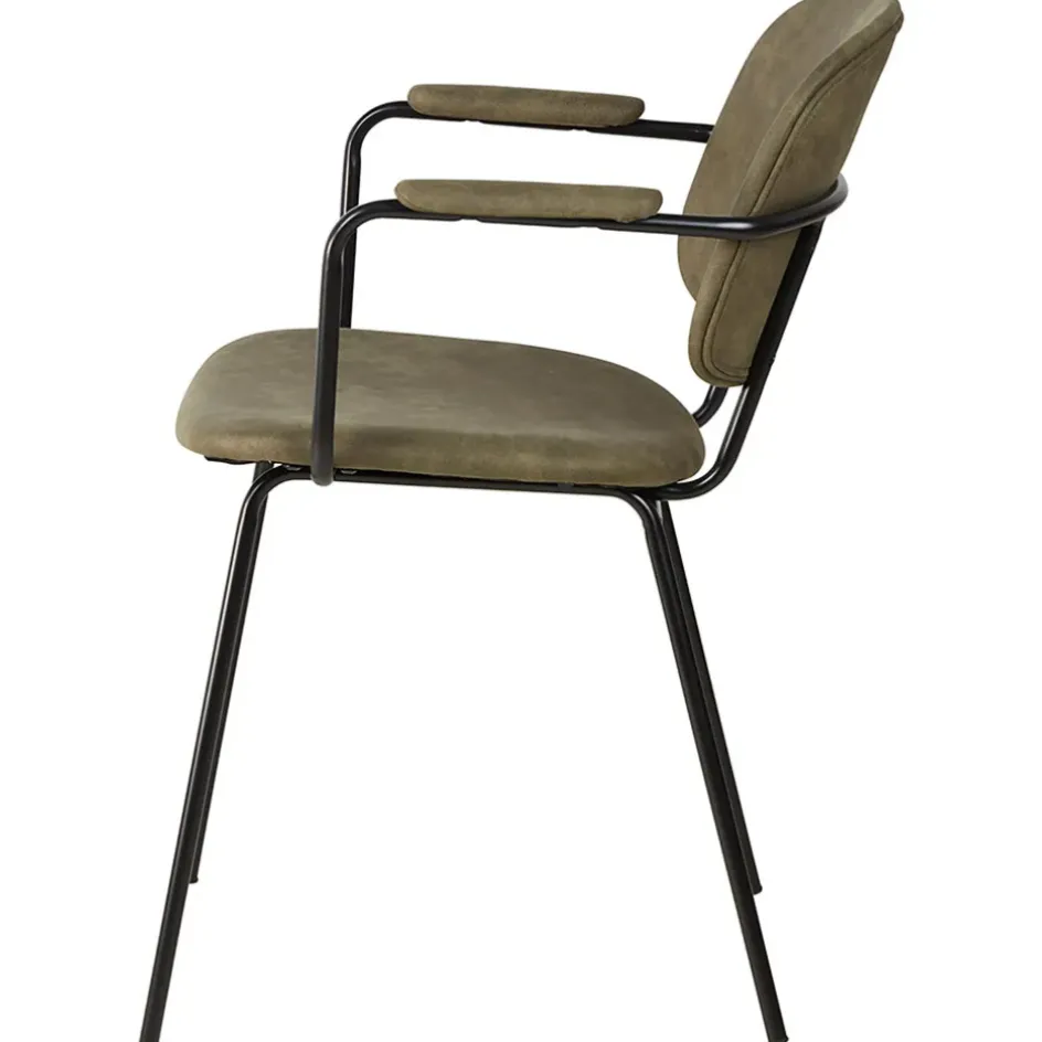 Fabrique de Styles Chaises>Chaise avec accoudoirs en tissu effet daim kaki - Aston Marron