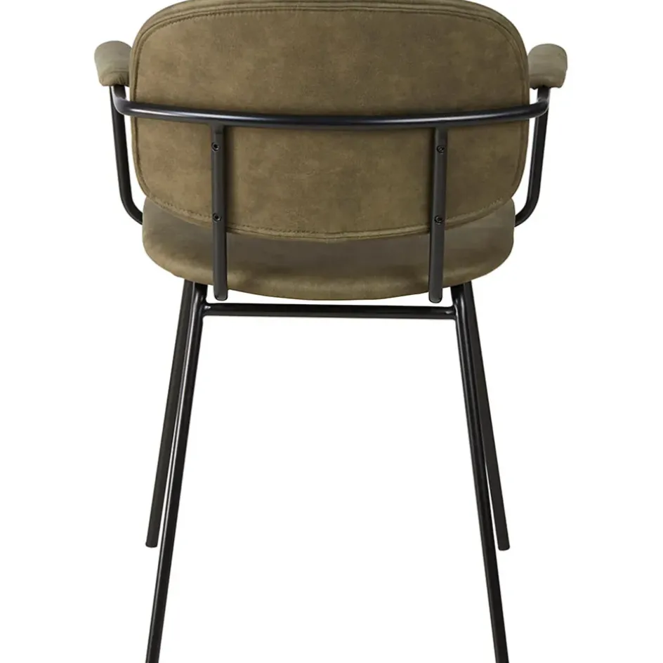 Fabrique de Styles Chaises>Chaise avec accoudoirs en tissu effet daim kaki - Aston Marron