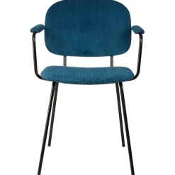 Fabrique de Styles Chaises>Chaise avec accoudoirs en velours côtelé foncé - Aston Bleu
