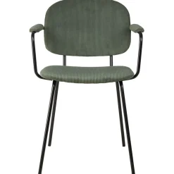 Fabrique de Styles Chaises>Chaise avec accoudoirs en velours côtelé vert sapin - Aston Kaki