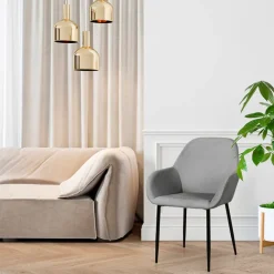 Fabrique de Styles Chaises>Chaise avec accoudoirs en velours côtelé - Julia Gris