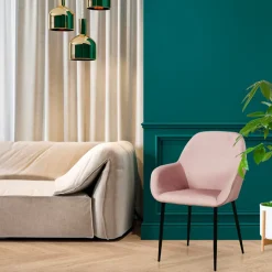 Fabrique de Styles Chaises>Chaise avec accoudoirs en velours côtelé - Julia Rose