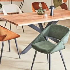 Fabrique de Styles Chaises>Chaise avec accoudoirs en velours côtelé foncé - Alma Vert