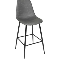 Fabrique de Styles Tabourets Et Chaises De Bar>Chaise de bar effet cuir h70cm - Amber Gris