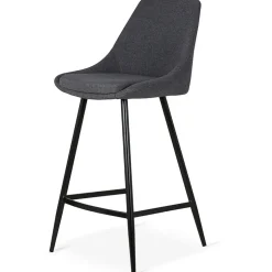 Fabrique de Styles Tabourets Et Chaises De Bar>Chaise de bar en tissu h67cm - Ben Gris Foncé