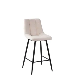 Fabrique de Styles Tabourets Et Chaises De Bar>Chaise de bar en tissu matelassé blanc - Lilly Ivoire