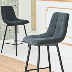 Fabrique de Styles Tabourets Et Chaises De Bar>Chaise de bar en tissu matelassé antracithe - Lilly Anthracite