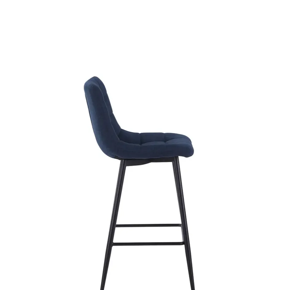 Fabrique de Styles Tabourets Et Chaises De Bar>Chaise de bar en tissu matelassé bleu - Lilly Marine