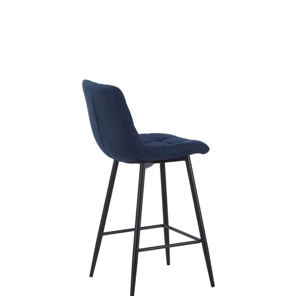 Fabrique de Styles Tabourets Et Chaises De Bar>Chaise de bar en tissu matelassé bleu - Lilly Marine