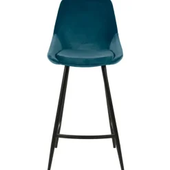 Fabrique de Styles Tabourets Et Chaises De Bar>Chaise de bar en velour h75cm - Ben Bleu