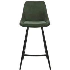 Fabrique de Styles Tabourets Et Chaises De Bar>Chaise de bar en velours côtelé vert h67cm - Ben Sapin