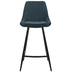 Fabrique de Styles Tabourets Et Chaises De Bar>Chaise de bar en velours côtelé bleu foncé h67cm - Ben Bleu Fonce