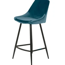 Fabrique de Styles Tabourets Et Chaises De Bar>Chaise de bar en velours h67cm - Ben Bleu